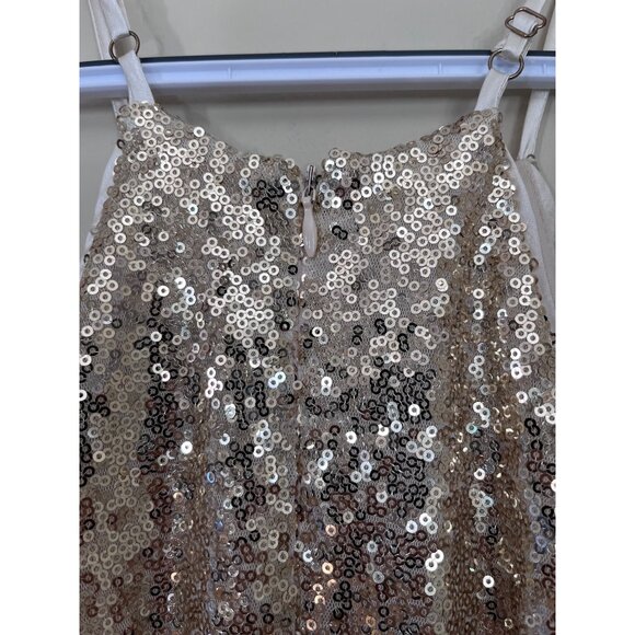 Lulus Womens Small Gold Sequins Sleeveless Dress Adjustable Straps Night Out - Picture 4 of 6